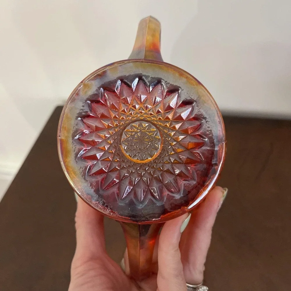 Vintage Indiana Glass Carnival Heirloom Iridescent Sunset Cream & Sugar Set‎
